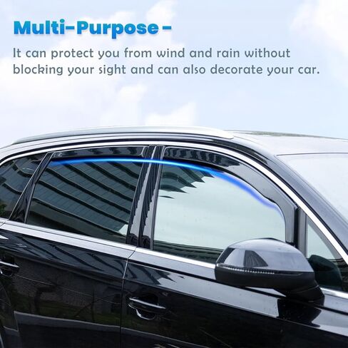 in-Channel Window Visors Compatible with Toyota Tundra CrewMax 2022-2024, 4PCS Dark Smoke Rain Guards, Sun Shields Window Deflector Wind Vent Visors in Saudi Arabia
