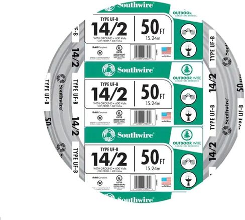 Southwire 13054222 14/2WG UF Wire 50-Foot,Grey in Kuwait