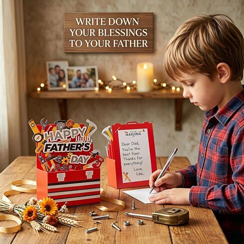 Fathers Day Card Gifts from Daughter Son Wife Kids, 3D Pop Up Funny Father's Day Card with Envelopes for Stepdad Husband Grandpa Best Dad Ever Gifts, Tools Box Style, 7" X5" in Saudi Arabia