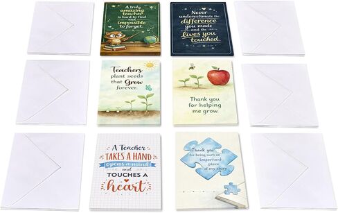 Teacher Appreciation Cards with Envelopes - 12 Pack Thank You Teacher Cards, Cute Thank You Notes from Students, Teachers Appreciation Gift Cards for Teacher's Day, End of Year Gifts in Saudi Arabia