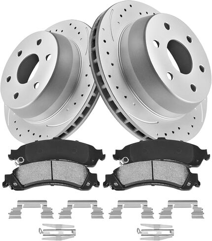 Brake Pads and Rotors Kit Rear Brake Kit Compatible with 2001-2006 Chevy Silverado 1500, 2000-2006 Tahoe, Automotive Replacement Brake Kits 55067 D834-7707 Geomet Brakes and Rotors in Kuwait