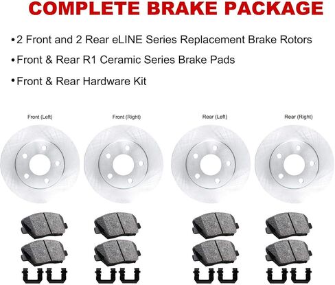 R1 Concepts Front and Rear Brakes and Rotors| Hardware Included| Front and Rear Ceramic Brake Pads and Rotors Kit| Fits 2006-2010 Chevrolet Impala, 2006-2007 Chevrolet Monte Carlo in Kuwait