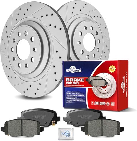 Ceramic Rear Brakes Pad and Rotors Drilled Slotted Solid Replacement Disc Brake Kits for Jeep Cherokee 2014 2015 2016 2017 2018 2019 2020 2021 With Dual Piston Front Caliper in Saudi Arabia