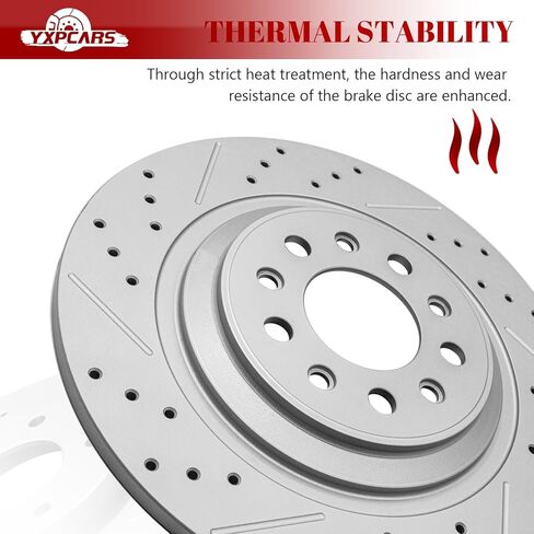Ceramic Rear Brakes Pad and Rotors Drilled Slotted Solid Replacement Disc Brake Kits for Jeep Cherokee 2014 2015 2016 2017 2018 2019 2020 2021 With Dual Piston Front Caliper in Saudi Arabia