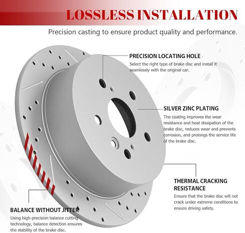 Ceramic Rear Brakes Pad and Rotors Drilled Slotted Solid Replacement Disc Brake Kits for Jeep Cherokee 2014 2015 2016 2017 2018 2019 2020 2021 With Dual Piston Front Caliper in Saudi Arabia