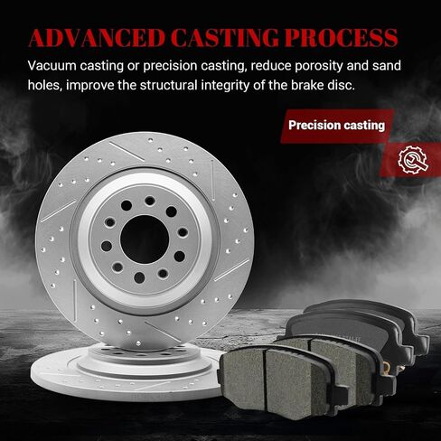 Ceramic Rear Brakes Pad and Rotors Drilled Slotted Solid Replacement Disc Brake Kits for Jeep Cherokee 2014 2015 2016 2017 2018 2019 2020 2021 With Dual Piston Front Caliper in Saudi Arabia