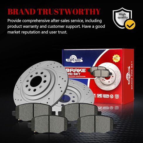 Ceramic Rear Brakes Pad and Rotors Drilled Slotted Solid Replacement Disc Brake Kits for Jeep Cherokee 2014 2015 2016 2017 2018 2019 2020 2021 With Dual Piston Front Caliper in Saudi Arabia