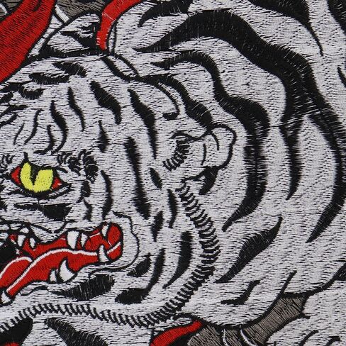 Wave Tiger Patch - Roaring Bengal Striped Tiger Embroidery Applique Badge Iron-On Sew-On Fire Applique for Jackets, Backpacks, and Clothing in Saudi Arabia