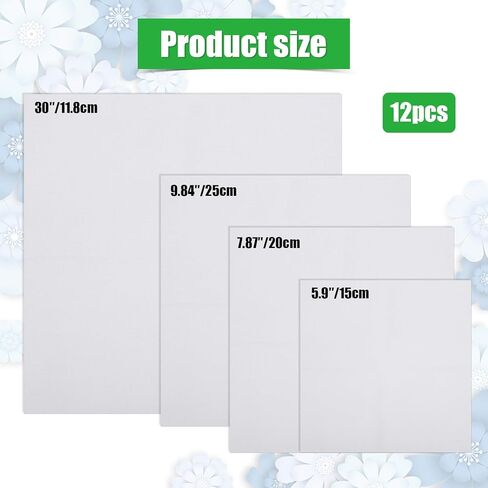 12pcs White Embroidery Fabric, 4 Sizes Embroidery Cloth Fabric Squares Craft for Beginner Needlework Cross Stitch in Kuwait