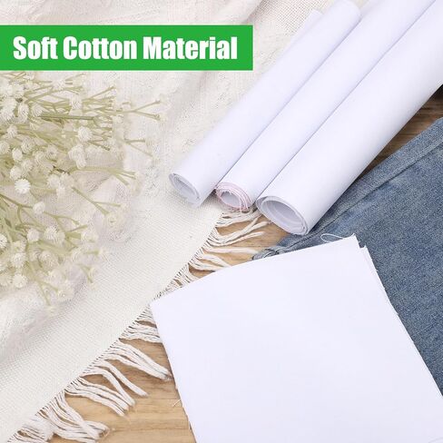 12pcs White Embroidery Fabric, 4 Sizes Embroidery Cloth Fabric Squares Craft for Beginner Needlework Cross Stitch in Kuwait