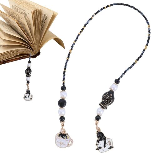 Vintage Painting Beaded Bookmark, Cute Flower Beaded Wire Metal Bookmark for Women & Man, Lightweight Aesthetics Book Mark for Book Lovers Student Teacher Bookish Accessories Gift in Kuwait