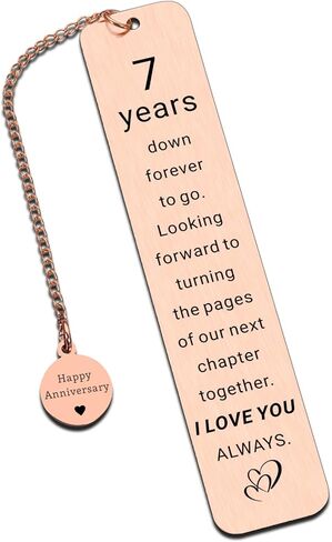 7 Year Anniversary Copper Gifts for Him Her, Copper Gifts for 7th Anniversarys, 7th Wedding Anniversary for Wife Husband Couple, 7 Year Coppers Anniversarys Bookmark Gift for 7 Year Couple Women Men in Kuwait