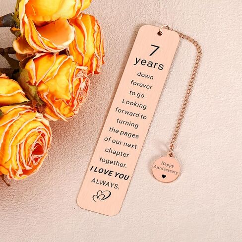 7 Year Anniversary Copper Gifts for Him Her, Copper Gifts for 7th Anniversarys, 7th Wedding Anniversary for Wife Husband Couple, 7 Year Coppers Anniversarys Bookmark Gift for 7 Year Couple Women Men in Kuwait