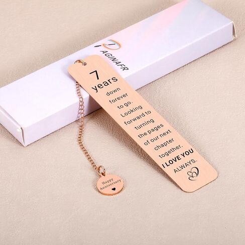 7 Year Anniversary Copper Gifts for Him Her, Copper Gifts for 7th Anniversarys, 7th Wedding Anniversary for Wife Husband Couple, 7 Year Coppers Anniversarys Bookmark Gift for 7 Year Couple Women Men in Kuwait
