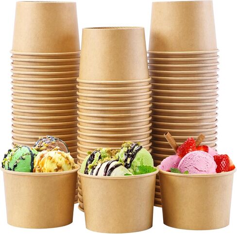 Lamosi Ice Cream Bowls Disposable - 100 Count - 11 oz Paper Ice Cream Sundae Cups, Party Supplies Food Containers for Dessert Snack Frozen Yogurt Soup in Saudi Arabia