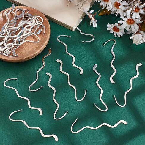 30Pcs Metal Bookmark Hook Alloy Antique Vintage Silver Waved Shape Bookmarks with Loop Beadable Book Marker Findings Hairpin Hook for Book Reading Likes Gift Jewelry Making Charms in Saudi Arabia