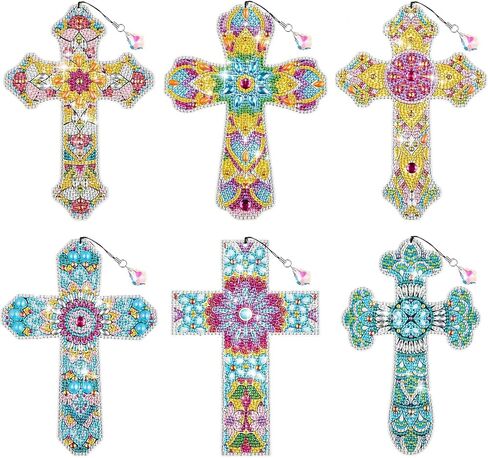 6 PCS Diamond Painted Feather Bookmark Set,Keychain Christmas Pendant Art Set,Crafts and Decorative Ornaments in Kuwait