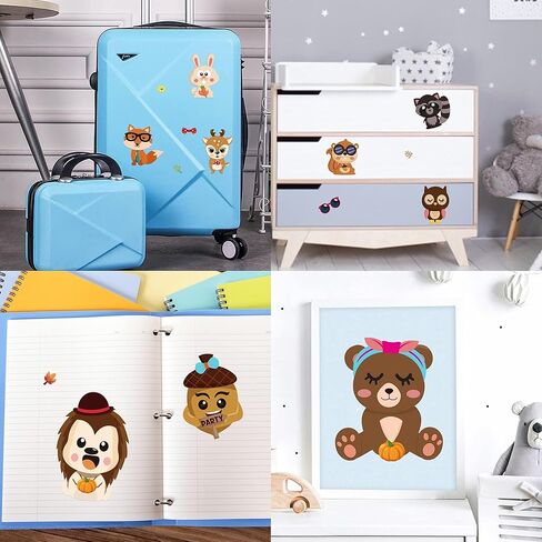 MALLMALL6 90pcs Fall Woodland Animals Make a Face Sticker 9 Kinds DIY Your Own Forest Stickers Autumn Dress Up Art Craft Happy Fall Mixed and Matched Party Favor Game and Birthday Decoration for Kid in Saudi Arabia