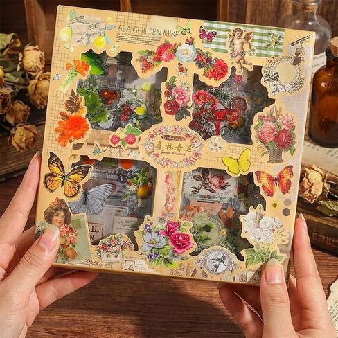 Vintage Botanical Stickers for Junk Journaling, 100 Sheets Transparent Retro Flower & Butterfly Decals for Scrapbook, Phone Case, Laptop, DIY Crafts(Butterfly Realm) in Kuwait