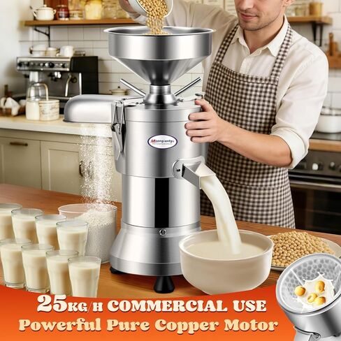 Moongiantgo Commercial Soy Milk Maker, Large Stainless Steel Soybean Milk Maker for Soymilk, Tofu, Efficient Automatic Nut Milk Maker 25KG/H, for Restaurant Business, 110V in Kuwait