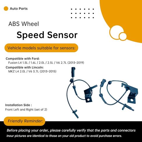 2Pcs Front Left and Right ABS Wheel Speed Sensor Compatible with 2013-2019 Ford Fusion, 2013-2015 Lincoln MKZ – Replaces DG9C2C205AD, DG9C2C204AD, ALS2596 in Saudi Arabia