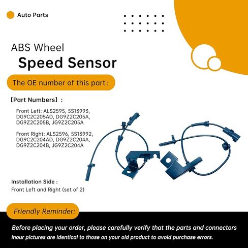2Pcs Front Left and Right ABS Wheel Speed Sensor Compatible with 2013-2019 Ford Fusion, 2013-2015 Lincoln MKZ – Replaces DG9C2C205AD, DG9C2C204AD, ALS2596 in Saudi Arabia