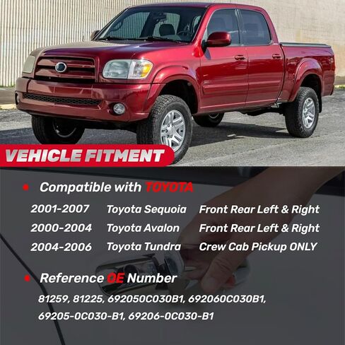 مقبض الباب الداخلي الأمامي والخلفي الأيسر للسائق الأيمن لسيارة Toyota Sequoia 2001-2007، Toyota Tundra (Crew Cab فقط) 2004-2006، Toyota Avalon 2000-2004، استبدال OE 692050C030B1، 692060C030B1، رمادي in Kuwait