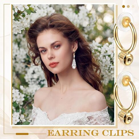 Tatuo 18 Pcs Clip-on Earrings Converter Component with Post for Non-Pierced Ears and 18 Pcs Comfort Earring Pads for Women(Gold) in Kuwait
