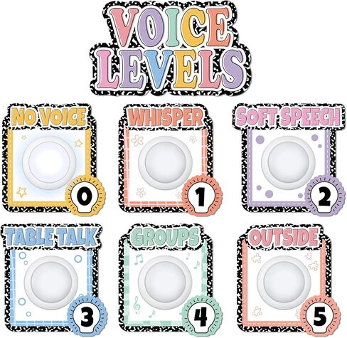 7PCS Voice Level Chart for Classroom Composition Magnetic Noise Tap Lights Set Classroom Monitor Sign Decor Teacher Supplies School Management Tools Visual Behavior Reminders in Saudi Arabia