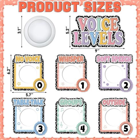 7PCS Voice Level Chart for Classroom Composition Magnetic Noise Tap Lights Set Classroom Monitor Sign Decor Teacher Supplies School Management Tools Visual Behavior Reminders in Saudi Arabia
