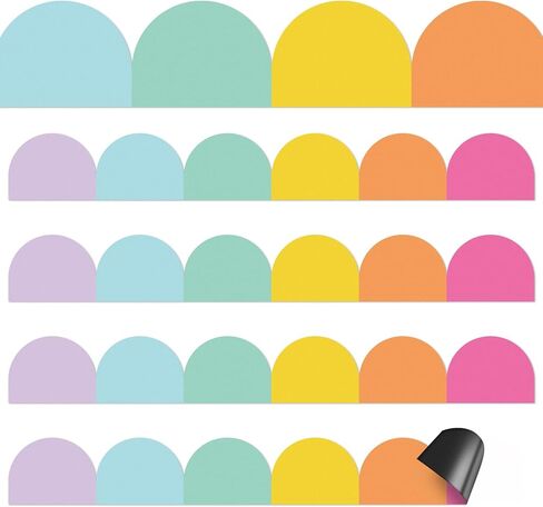 Fuutreo 24 Pcs Magnetic Borders for Classroom Whiteboard 11.8 x 1.49 Inch Pastel Magnetic Bulletin Board Borders Scalloped Border for School Classroom Office Whiteboards Chalkboard Decoration in Kuwait