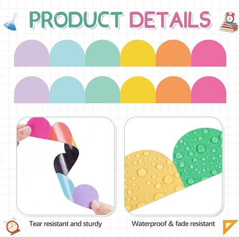 Fuutreo 24 Pcs Magnetic Borders for Classroom Whiteboard 11.8 x 1.49 Inch Pastel Magnetic Bulletin Board Borders Scalloped Border for School Classroom Office Whiteboards Chalkboard Decoration in Kuwait