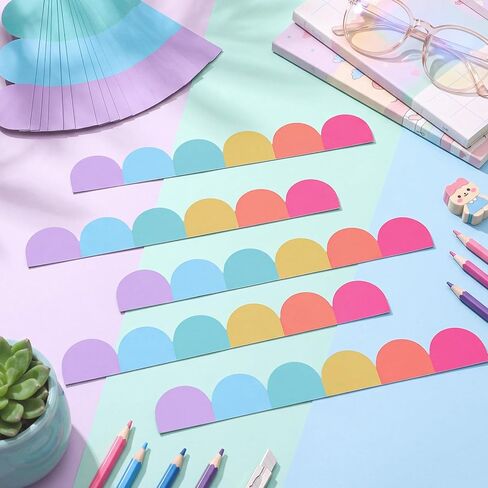 Fuutreo 24 Pcs Magnetic Borders for Classroom Whiteboard 11.8 x 1.49 Inch Pastel Magnetic Bulletin Board Borders Scalloped Border for School Classroom Office Whiteboards Chalkboard Decoration in Kuwait