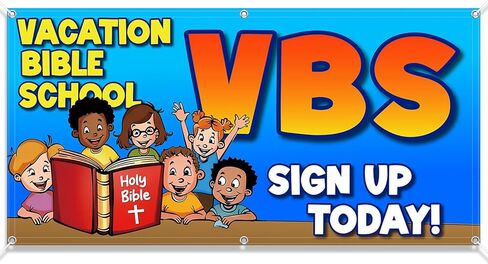 Gilprop VBS 2026 راية 24 × 48 بوصة عطلة مدرسة الكتاب المقدس راية مع حلقة قفل معدنية لعام 2026 VBS مدرسة الأحد خلفية ديكور المجتمع الكنيسة ديكور الحفلات in Kuwait