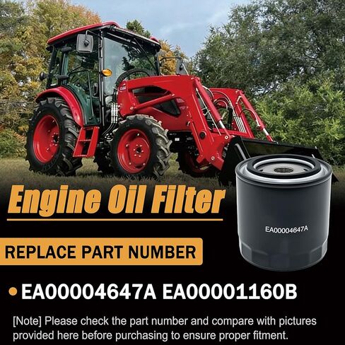 EA00004647A Engine Oil Filter Compatible with TYM T474 T494 T574 Tractors,Branson 3015H 3120 3515 3520 3725 4015 4020 4225 4520 4720 5220H 6530 6640 7845R 8050C Tractors Replace for EA00001160B in Saudi Arabia
