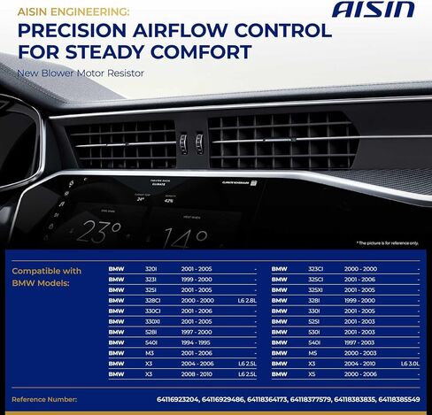 AISIN AFTERMARKET BMRBM-00081 HVAC Blower Motor Resistor Kit - Compatible with BMW 320i, 323i, 325i, 328i, 330i, 323Ci, 325Ci, 325xi, 328Ci, 330Ci, 330xi, M3, 525i, 528i, 530i, 540i, M5, X3, X5 in Kuwait