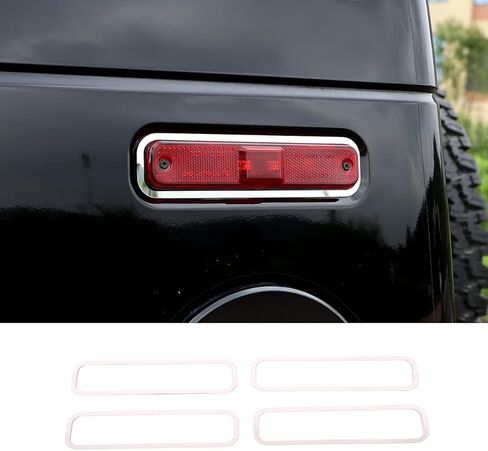 Side Marker Light Cover Compatible with Hummer H2 2003-2009, Side Turn Signal Light Decorative Frame, Auto Exterior Light Protection Kit, Chrome Silver, 4PCS in Kuwait