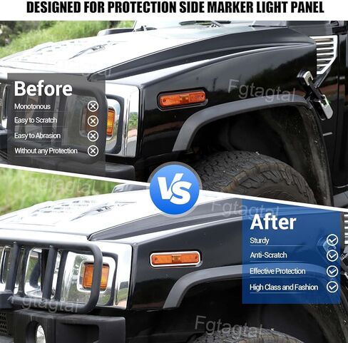 Side Marker Light Cover Compatible with Hummer H2 2003-2009, Side Turn Signal Light Decorative Frame, Auto Exterior Light Protection Kit, Chrome Silver, 4PCS in Kuwait