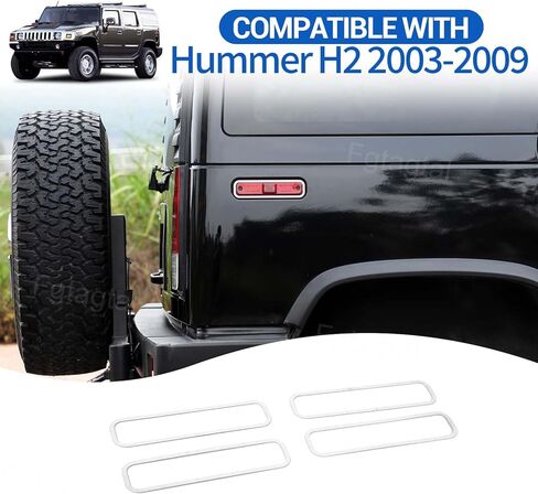 Side Marker Light Cover Compatible with Hummer H2 2003-2009, Side Turn Signal Light Decorative Frame, Auto Exterior Light Protection Kit, Chrome Silver, 4PCS in Kuwait
