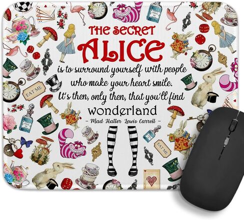 لوحة ماوس ذات حافة مخيطة ومربعة مضحكة ذات تصميم The Secret Wonderland مضادة للانزلاق، لأجهزة كمبيوتر الماوس اللاسلكية، هدية الصداقة، تحفيزية عتيقة، هدايا عمل لصديق Bestie BBF Sister in Kuwait
