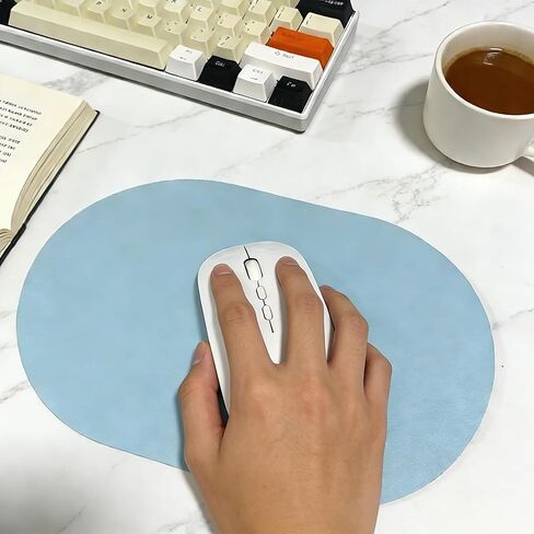 Leather Mouse Mat Desk Pad - Computer Mouse Pad Sleek Solid Design Mousepad Waterproof Perfect for Home Offices, Laptops Blue in Kuwait