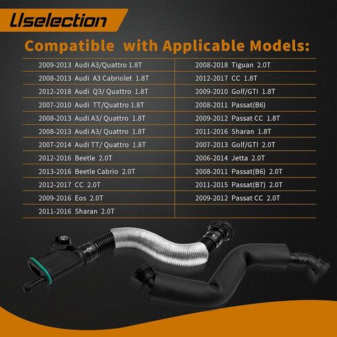 06J103221 Oil Separator Valve Breather Hose Tube Compatible with Beetle Cabrio Passat CC Tiguan A3 Q3 TT Replaceable 06J103221A 06J103213D 06J103213B 06J103213E in Saudi Arabia