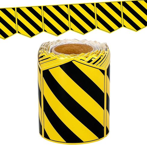 32.8Ft Construction Theme Bulletin Board Border Yellow Black Stripes Die Cut Trim Border Roll for Back to School Chalkboard Wall Decor in Saudi Arabia