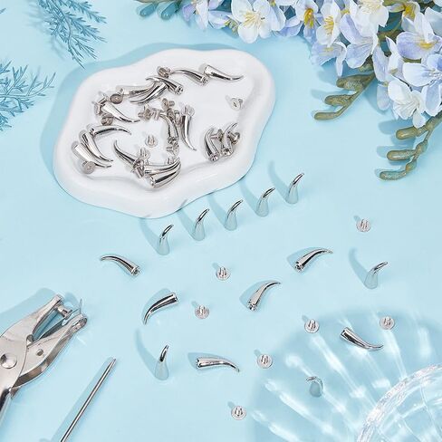 GORGECRAFT 30 Sets 20mm Cat Claw Studs and Spikes Silver Metal Alloy Punk Round Screwback Studs with Screws Leathercraft Decor Horn-Shaped Rivets for Leather Clothing Jackets Shoes DIY Crafts in Kuwait