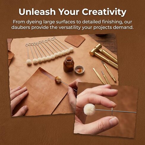25 Pack Wool Daubers for Leather Dye, Wool Ball Applicators with Metal Handles, Leather Dye Applicator Tool for Edge Paint, Stain, Glue and DIY Craft Projects in Saudi Arabia
