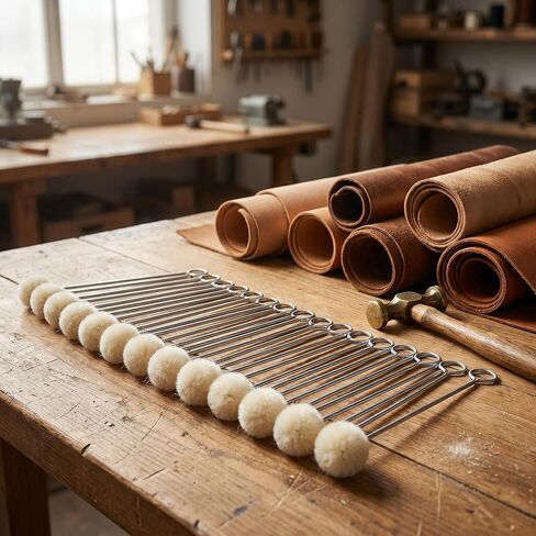 25 Pack Wool Daubers for Leather Dye, Wool Ball Applicators with Metal Handles, Leather Dye Applicator Tool for Edge Paint, Stain, Glue and DIY Craft Projects in Saudi Arabia