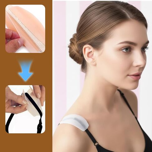 Bra Strap Cushion, Anti Slip Shoulder Pads for Women, Shoulder Pads for Women, Elastic Strap Bra Strap Holder, 18-Piece Set in Black Nude White with Solid and Breathable Designs in Saudi Arabia