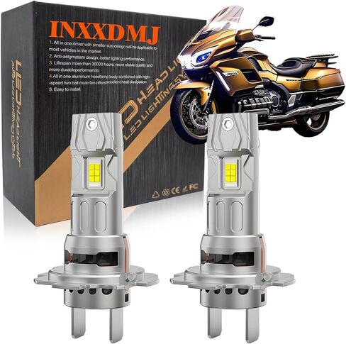 Fit For Honda GL1800 Goldwing 1800 ABS 2001-2016 Headlights High Low Beam Light bulbs, 1:1 Real Size, 6500K Cool White, 30000LM 800% Brightnes Bulbs,Plug n Play, pack of 2 in Saudi Arabia