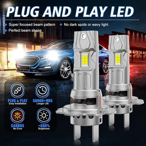 Fit For Honda GL1800 Goldwing 1800 ABS 2001-2016 Headlights High Low Beam Light bulbs, 1:1 Real Size, 6500K Cool White, 30000LM 800% Brightnes Bulbs,Plug n Play, pack of 2 in Saudi Arabia