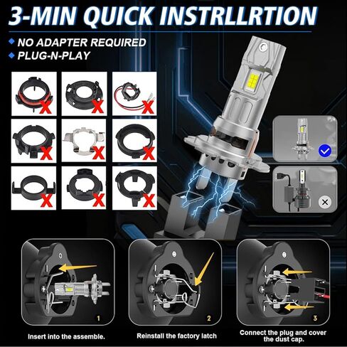 Fit For Honda GL1800 Goldwing 1800 ABS 2001-2016 Headlights High Low Beam Light bulbs, 1:1 Real Size, 6500K Cool White, 30000LM 800% Brightnes Bulbs,Plug n Play, pack of 2 in Saudi Arabia